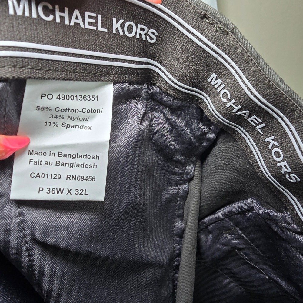 Michael Kors Army Green Dress Pants Stretch Straight Leg Mens sz 36 Wx32 L - Picture 2 of 4